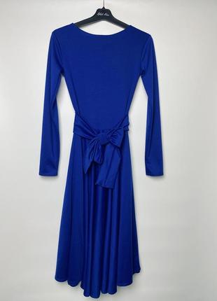 Тепла синя міді сукня електрик3 фото