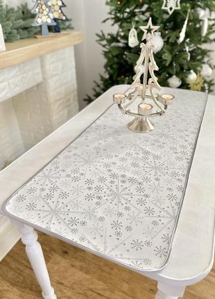 Доріжка на стіл новорічна двостороння 45x140 см. наперон водовідштовхуючий1 фото