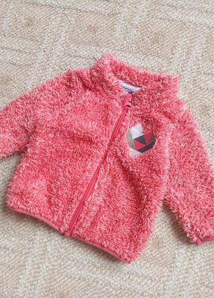 Тепла рожева пухнаста кофта, куртка, на дівчинку 3-6 місяців, зріст 62-68 см, lupilu