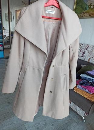 Осіннє пальто бежеве кремове кашемірове miss selfridge petite з підкладкою на кнопках6 фото