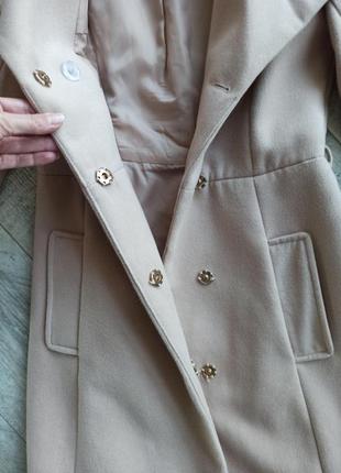 Осіннє пальто бежеве кремове кашемірове miss selfridge petite з підкладкою на кнопках5 фото
