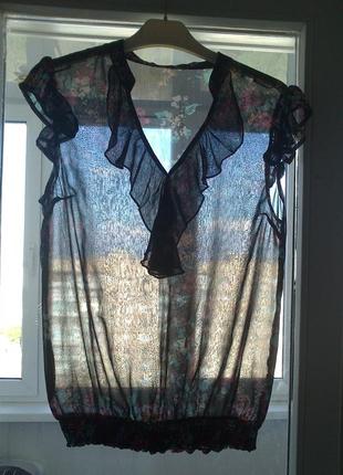 36-38р. шифоновая блузка в цветы на резинке atmosphere