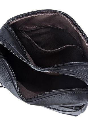 Мужская сумка через плечо натуральня кожа барсетка мужская кожаная сумка для документов планшет черная7 фото