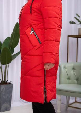 Красный женский теплый пуховик больших размеров. бесплатная доставка.2 фото
