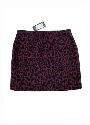 Теплая леопардовая юбка с шерстью new look, l5 фото