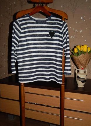 Легкая полосатая кофта с сердечком размер с