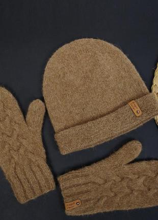 Чоловіча шапка зимова тепла сіра альпака ручна робота2 фото
