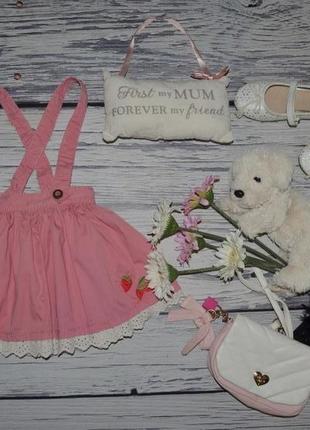 9 - 12 месяцев 80 см обалденный фирменный натуральный сарафан для модницы мышки next некст