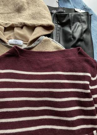 Баклажановий , полосатий светр h&m2 фото