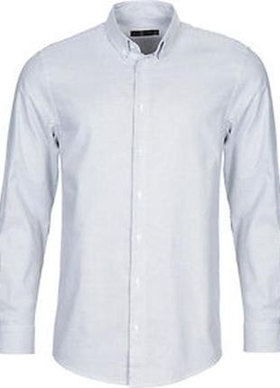 Рубашка плотная, белая в серую тонкую полоску, премиум качество, финляндия, house1 фото