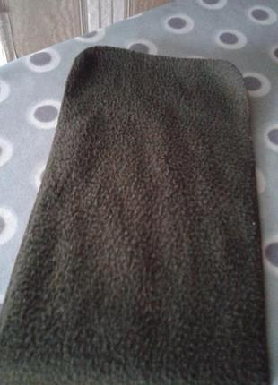 Флисовый маленький шарфик цвета хаки унисекс9 фото