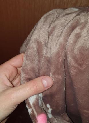 Якісний теплий махровий/плюш довгий халат в принт  з капюшоном на запах 42-508 фото