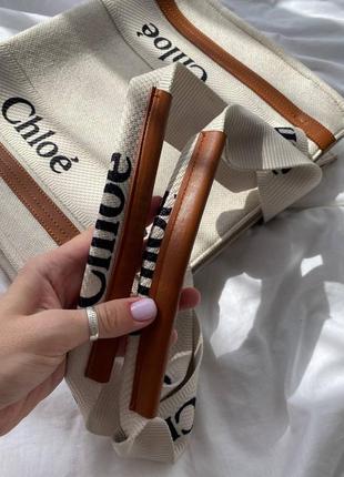 Красива сумка в стилі chloe woody tote milk5 фото