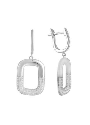 Серебряные серьги с фианитами (2128755)