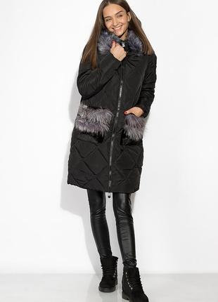 Женское пальто с мехом на синтепоне1 фото