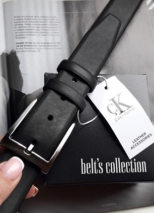 Ремень пояс мужской кожаный классический чёрный