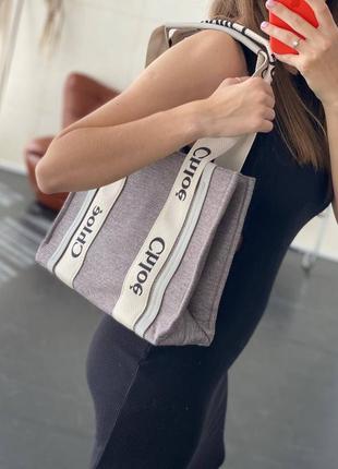 Красивая сумка в стиле chloe woody tote grey