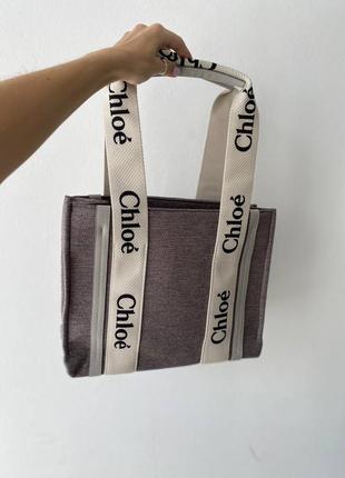 Красивая сумка в стиле chloe woody tote grey2 фото