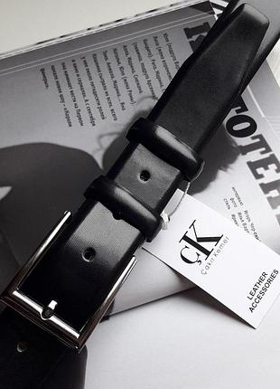 Ремень пояс мужской кожаный классический чёрный