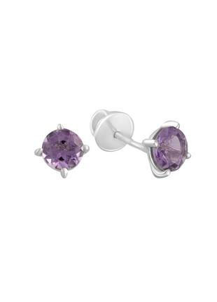 Срібні сережки з натуральним аметистом 1.507 ct (2129530)
