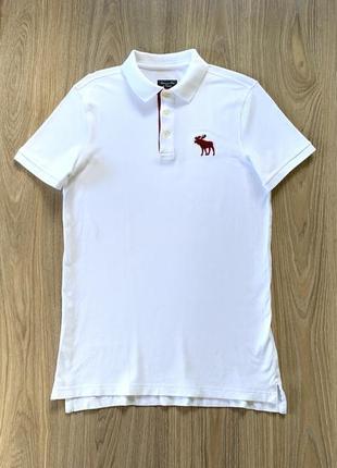 Чоловіча біла бавовняна футболка поло з логотипом abercrombie & fitch