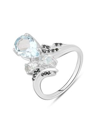 Серебряное кольцо с натуральным топазом 2.778ct, шпинелью (17/18 см размеры) 2129585