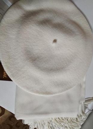 Комплект чешский фетровый берет tonak fezko и палантин в тон белый