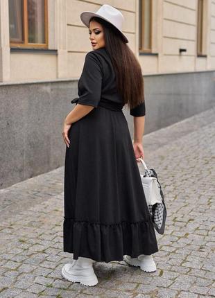 Довга сукня з креп-дайвінгу з короткими рукавами батал3 фото