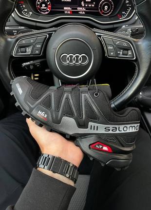 Чоловічі чорні кроссівки salomon speedcross 3 black grey1 фото