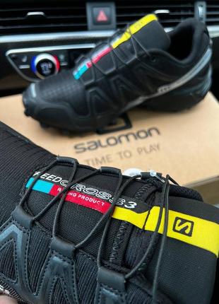 Чоловічі чорні кроссівки salomon speedcross 3 black grey8 фото