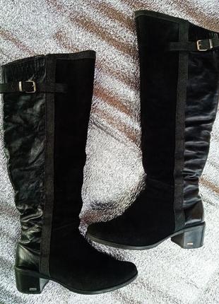 Сапоги зимние soldi комбинация замш и кожа внутри цигейка