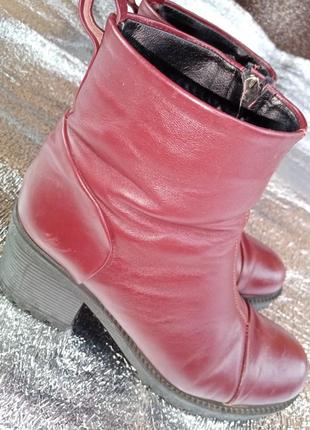 Кожаные ботинки зимние цвет марсала 40р.3 фото