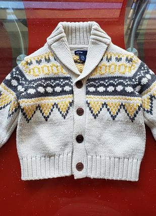 Baby gap теплый кардиган кофта мальчику 6-9-12 м 68-74-80см шерсть