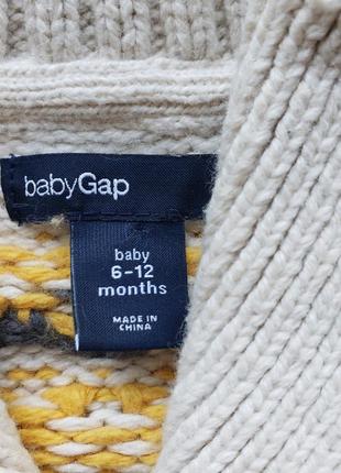 Baby gap теплый кардиган кофта мальчику 6-9-12 м 68-74-80см шерсть2 фото