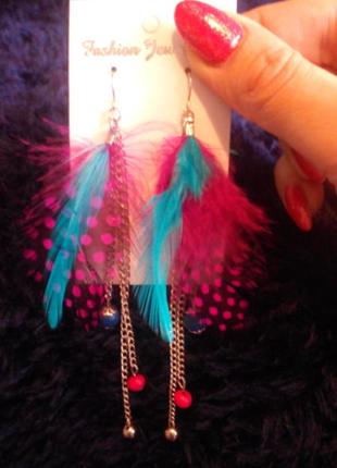 Серьги  перо