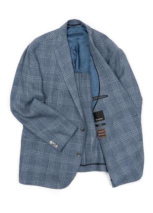 Roy robson blue wool & linen check blazer чоловічий піджак шерсть bmh013789