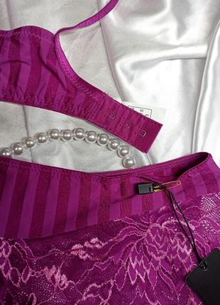 Яскравий малиновий / рожевий комплект жіночої нижньої білизни5 фото