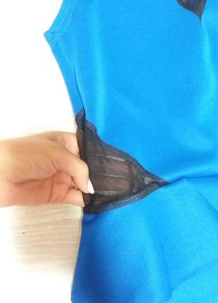 Шикарное синее платье с черными вставками 😍6 фото
