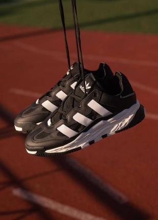 Мужские чёрно-белые кроссовки adidas niteball чоловічі чорно-білі кросівки adidas niteball