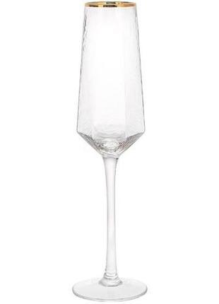 Набор 4 фужера monaco ice бокалы для шампанского 200мл, стекло с золотым кантом