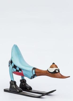 Дерев'яна статуетка лижник гусак на лижах довжина 25см