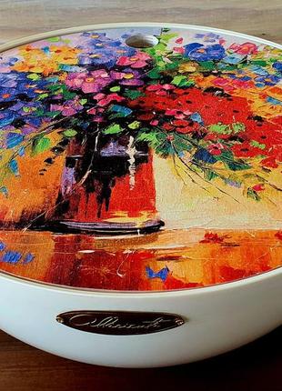 Хлебница круглая ваза с цветами, h-13,5 см; d-30 см, 263-0103