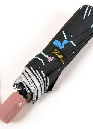 Зонт полуавтомат женский понж bellisimo m529-1 черный3 фото
