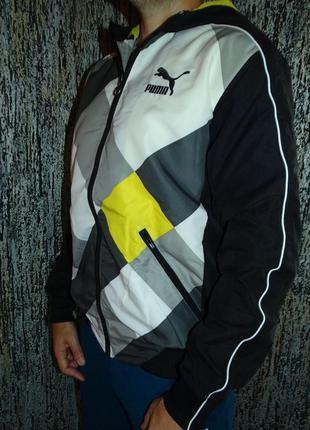 Оригінал чоловіча спортивна куртка вітровка з капюшоном puma. розмір м2 фото
