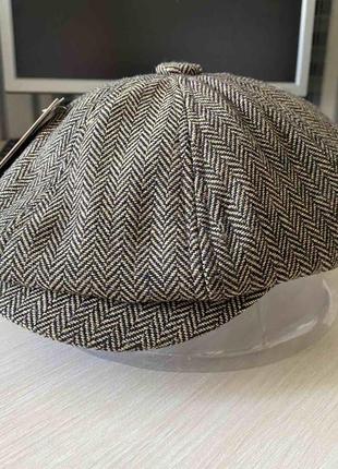 Мужской восьмиугольный берет  ганстерская хулиганка ретро шляпа на кнопке коричневый 56-59 см2 фото