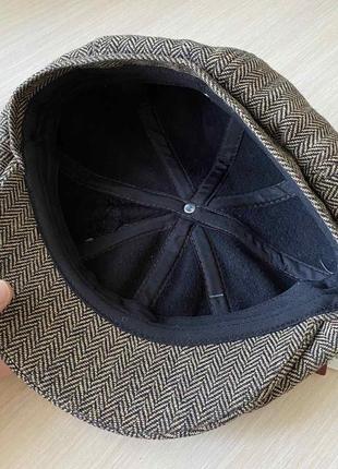 Мужской восьмиугольный берет  ганстерская хулиганка ретро шляпа на кнопке коричневый 56-59 см6 фото