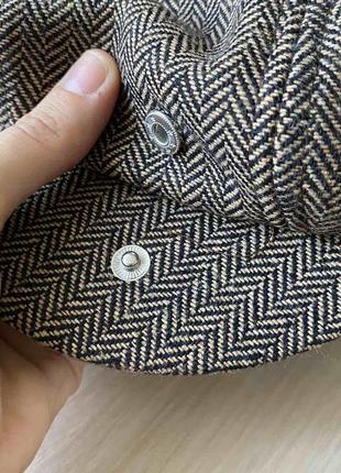 Мужской восьмиугольный берет  ганстерская хулиганка ретро шляпа на кнопке коричневый 56-59 см5 фото