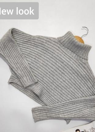 Светр пуловер укорочений сірий в стилі оверсайз від бренду new look