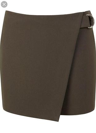 Спідниця-шорти хакі з асиметрією і кільцем