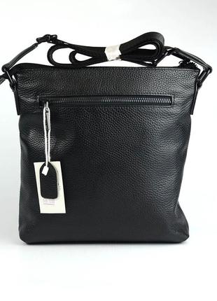 Чоловіча маленька сумка з натуральної шкіри чорна шкіряна сумочка планшетка через плече2 фото